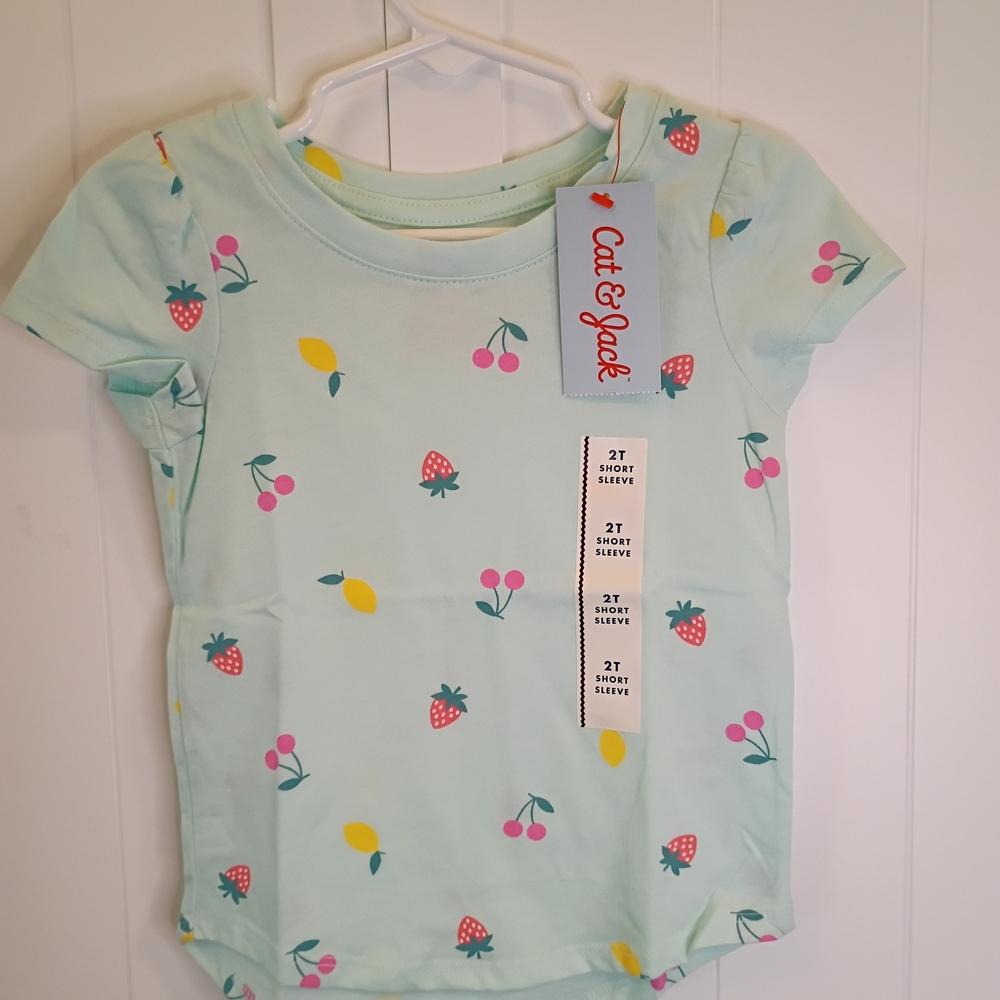 Cat & Jack Kids' Light Blue Fruit Print Tee